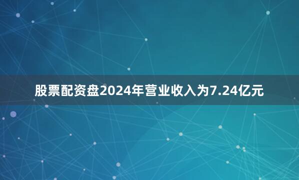 股票配资盘2024年营业收入为7.24亿元